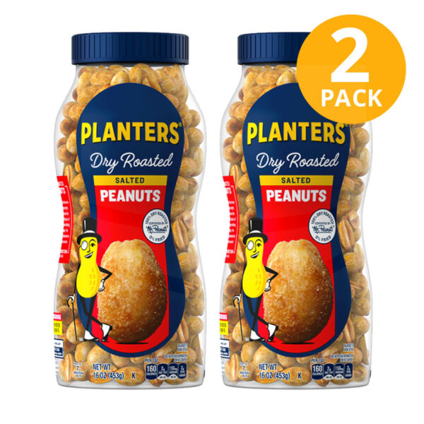 Planters Dry Roasted Peanuts, Heart Healthy, 16 OZ (Pack de 2