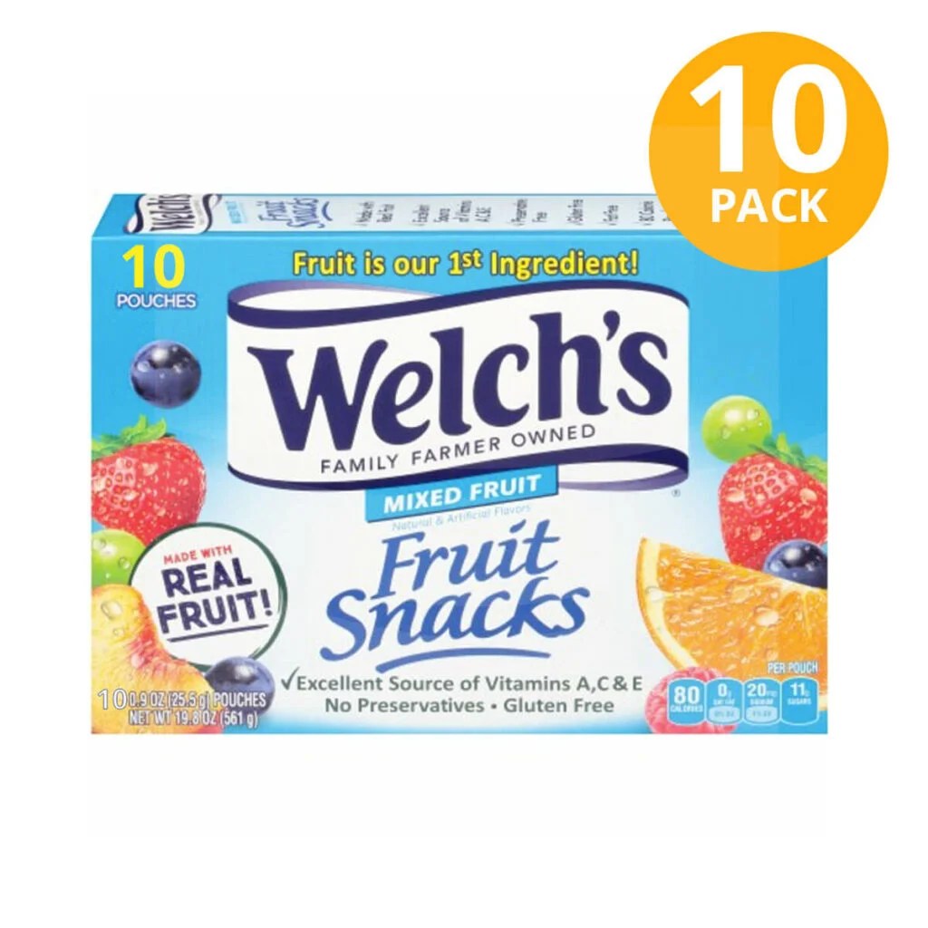 Welch, Fruit Snacks Mixed Fruit Gummies, 0.9 OZ (Pack de 10