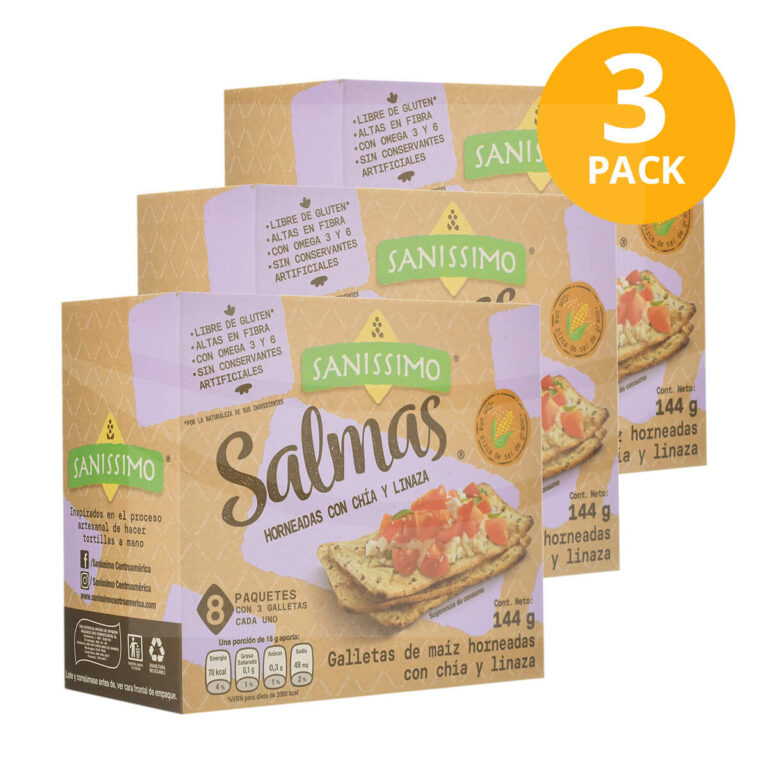 Salmas Horneadas con Chía y Linaza de Sanissimo, 24 Paquetes (Pack de 3