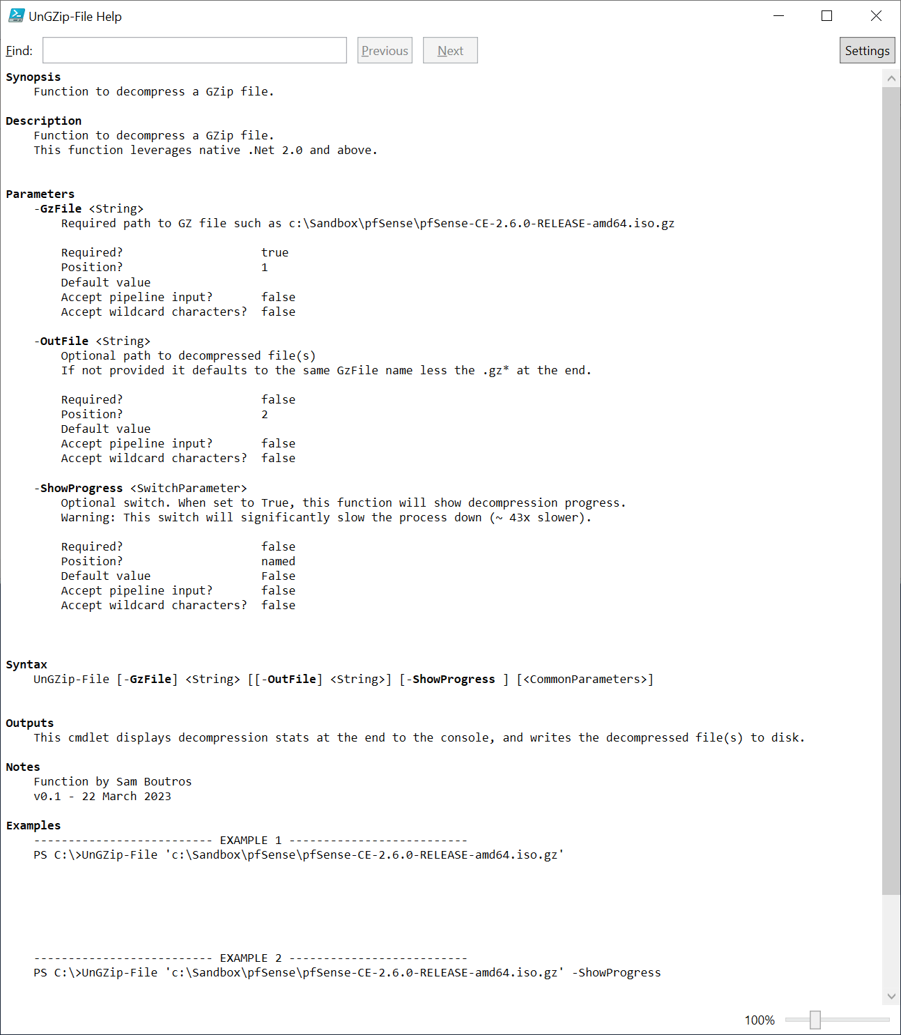 UnGzipFile function added to AZSBTools PowerShell module to