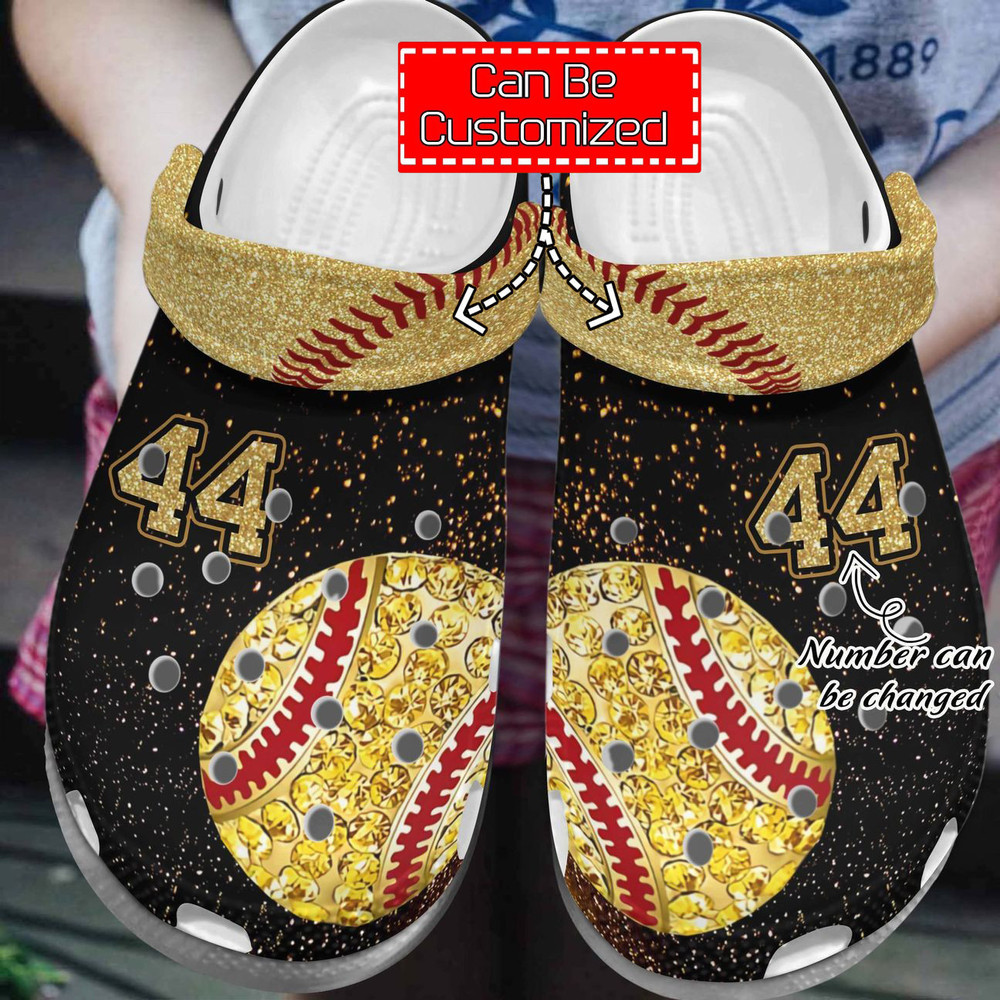 Softball Crocss Personalized Golden Softball Clog Shoes For Men And