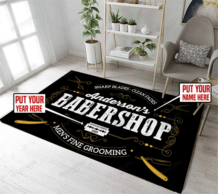Personalized Barber Shop Rug TV398983 Podoshirt