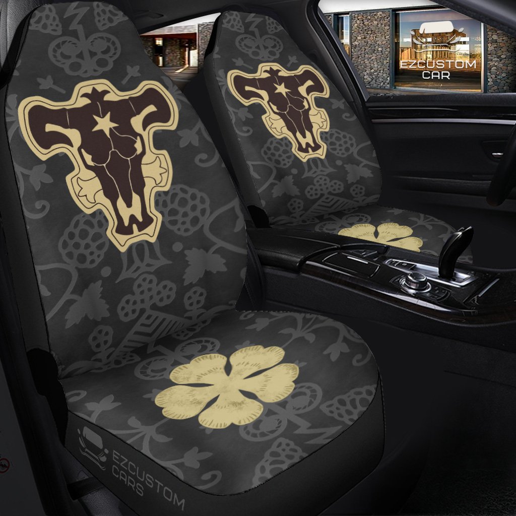 Black Bull Car Seat Covers Custom Black Clover Anime Car Accessories