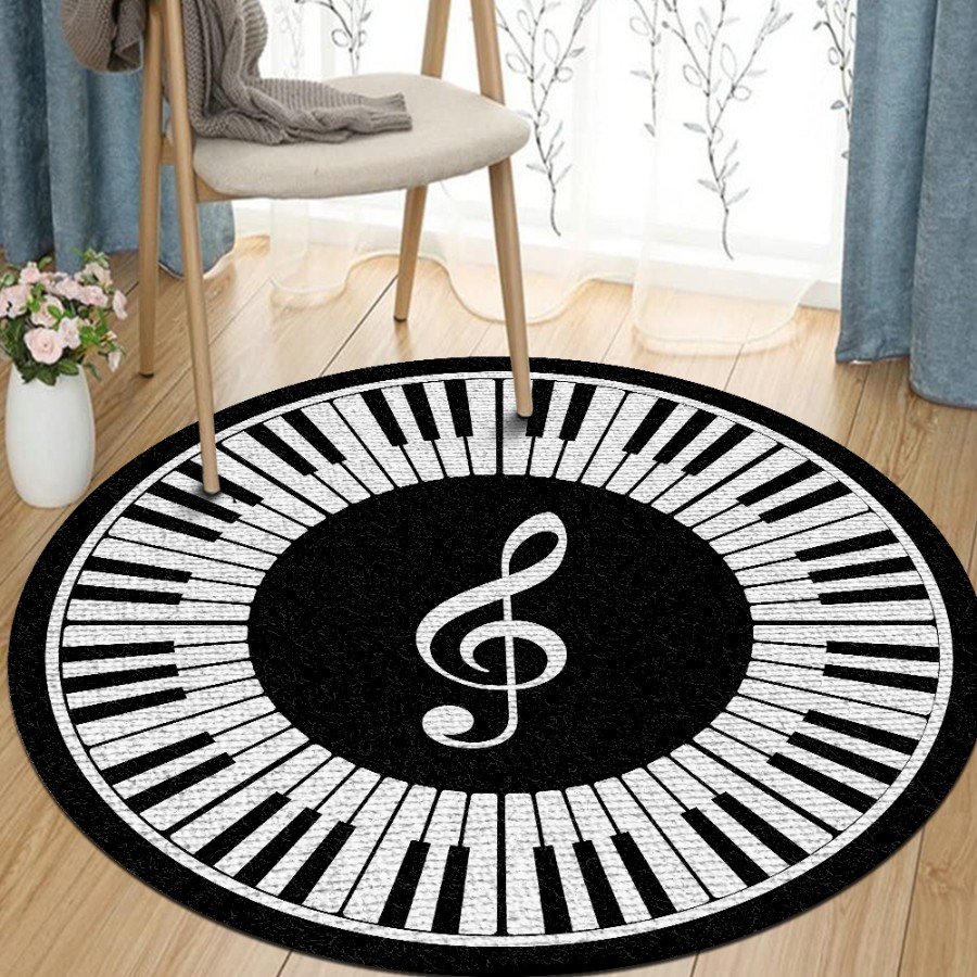 Teclado De Piano Treble Clef Round Rug Cp Gift For Piano Lover