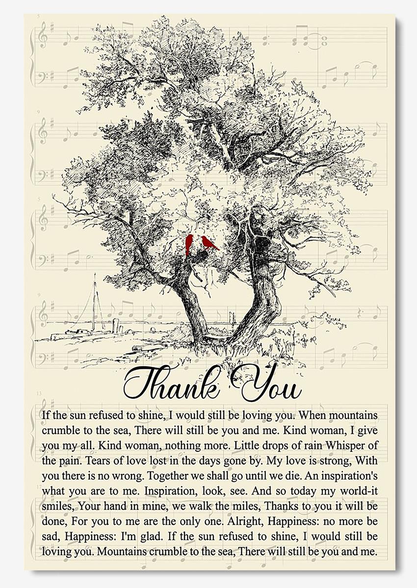Vintage Thank You Lyrics Wall Art For Led Zeppelin Fan Couple Valentine Poster Love Art USA