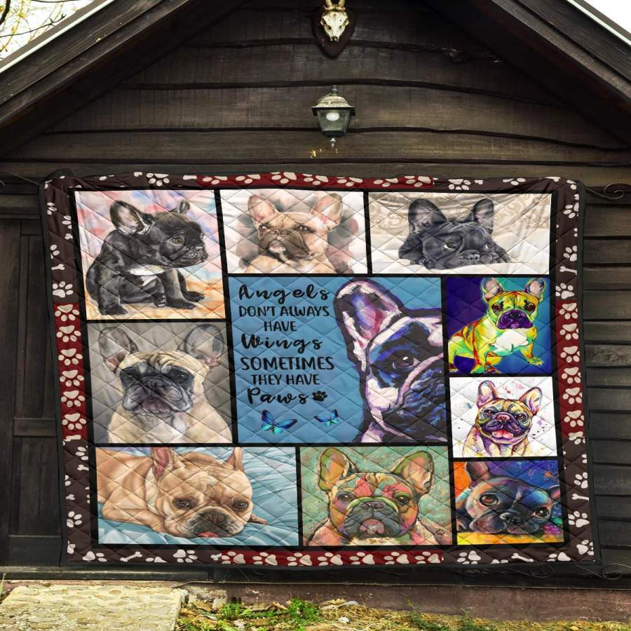 French Bulldog Quilt Blanket Angels Sometimes Have Paws DD19 Amelio Shop