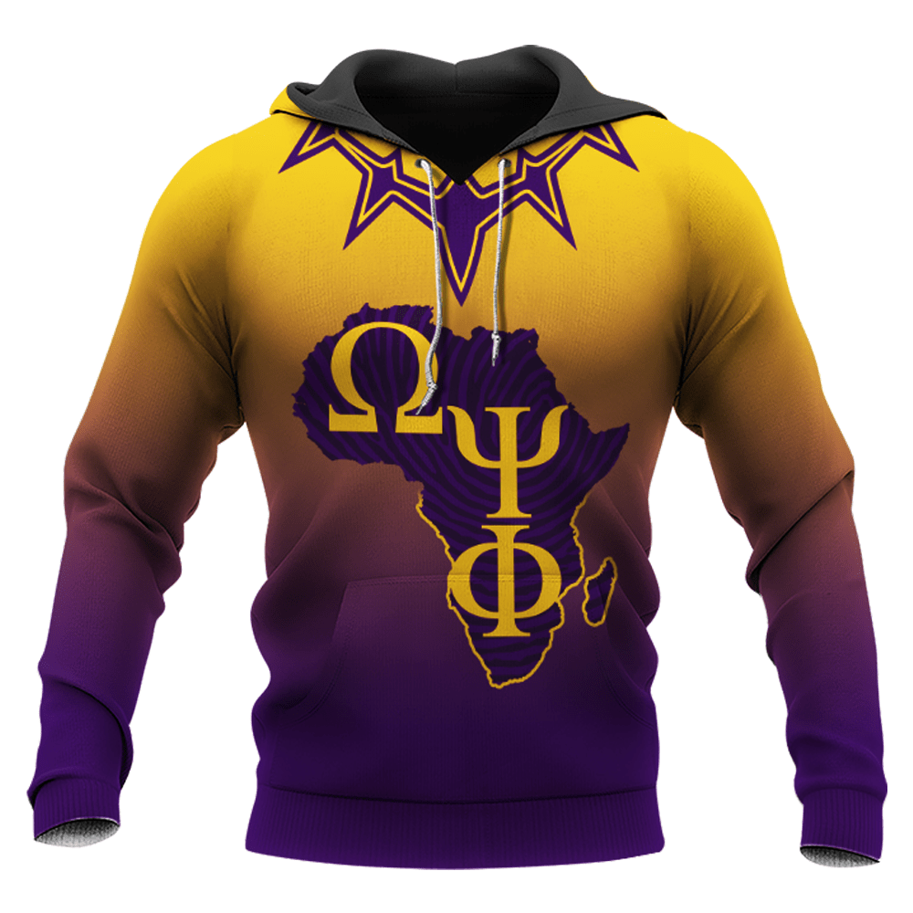 Omega Psi Phi With African Map All Over Print KreamShirt