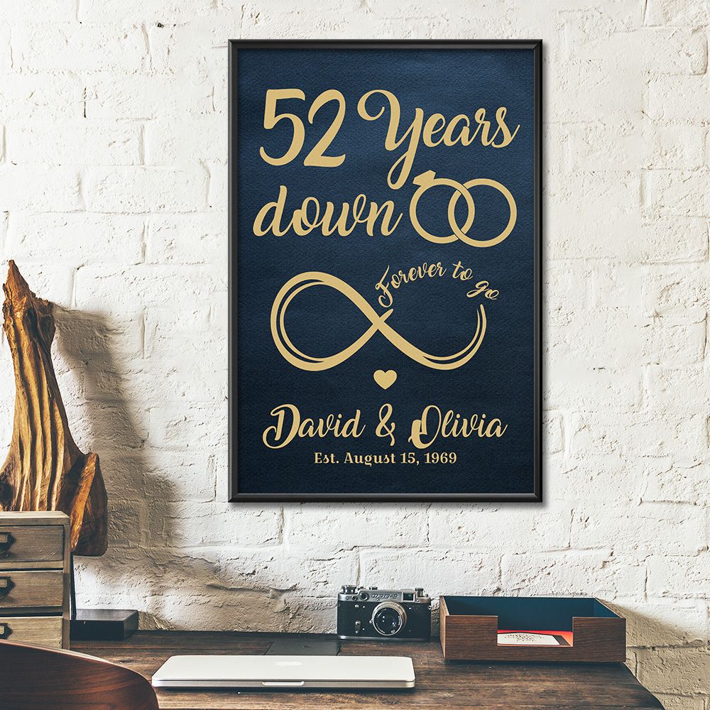Personalized Names & Date 52Nd Wedding Anniversary Gifts Poster For