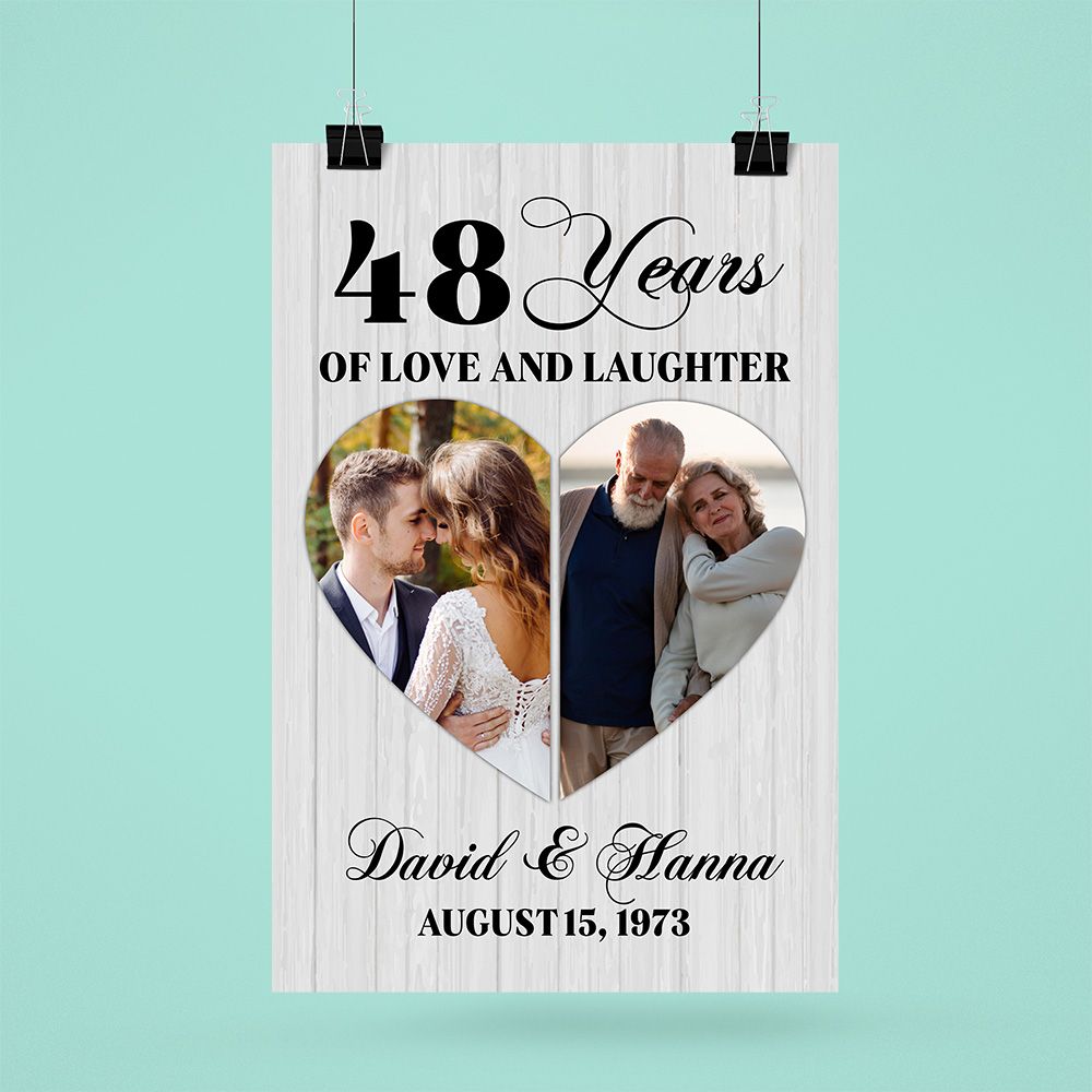 Personalized Names & Date 48Th Wedding Anniversary Gifts Poster For