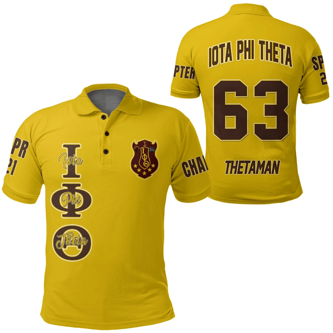 Fraternity Polo Personalized Iota Phi Theta Gold Polo Shirt BRANDAX