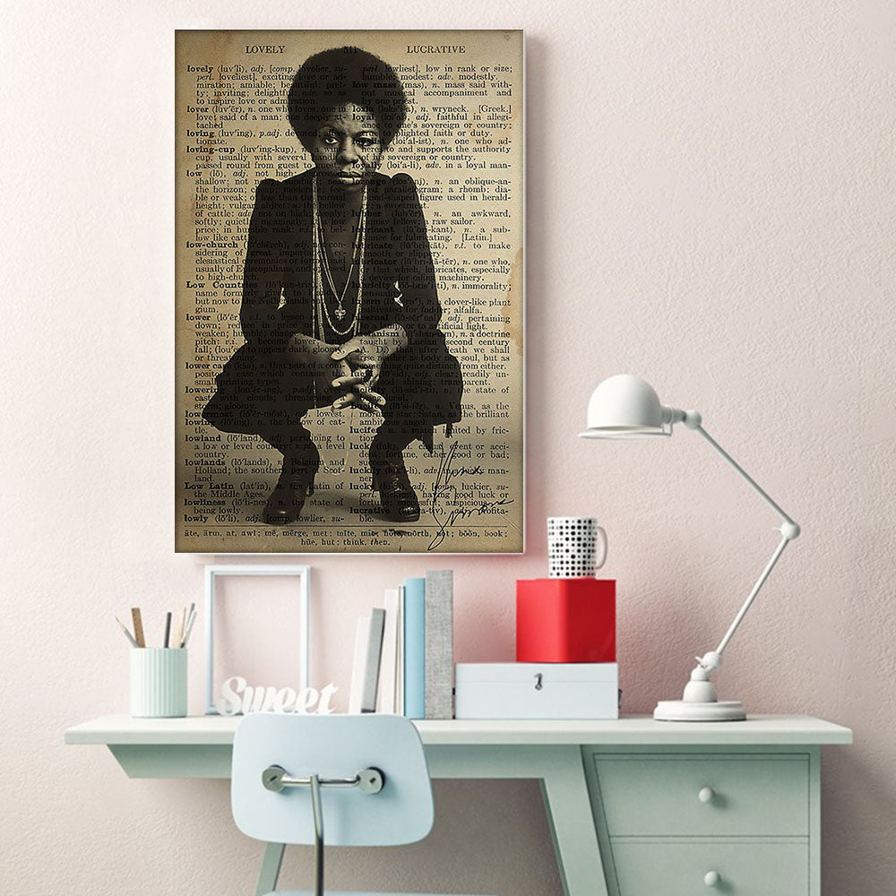 Black African American Canvas Art Vintage Afro Art Print Poster Black