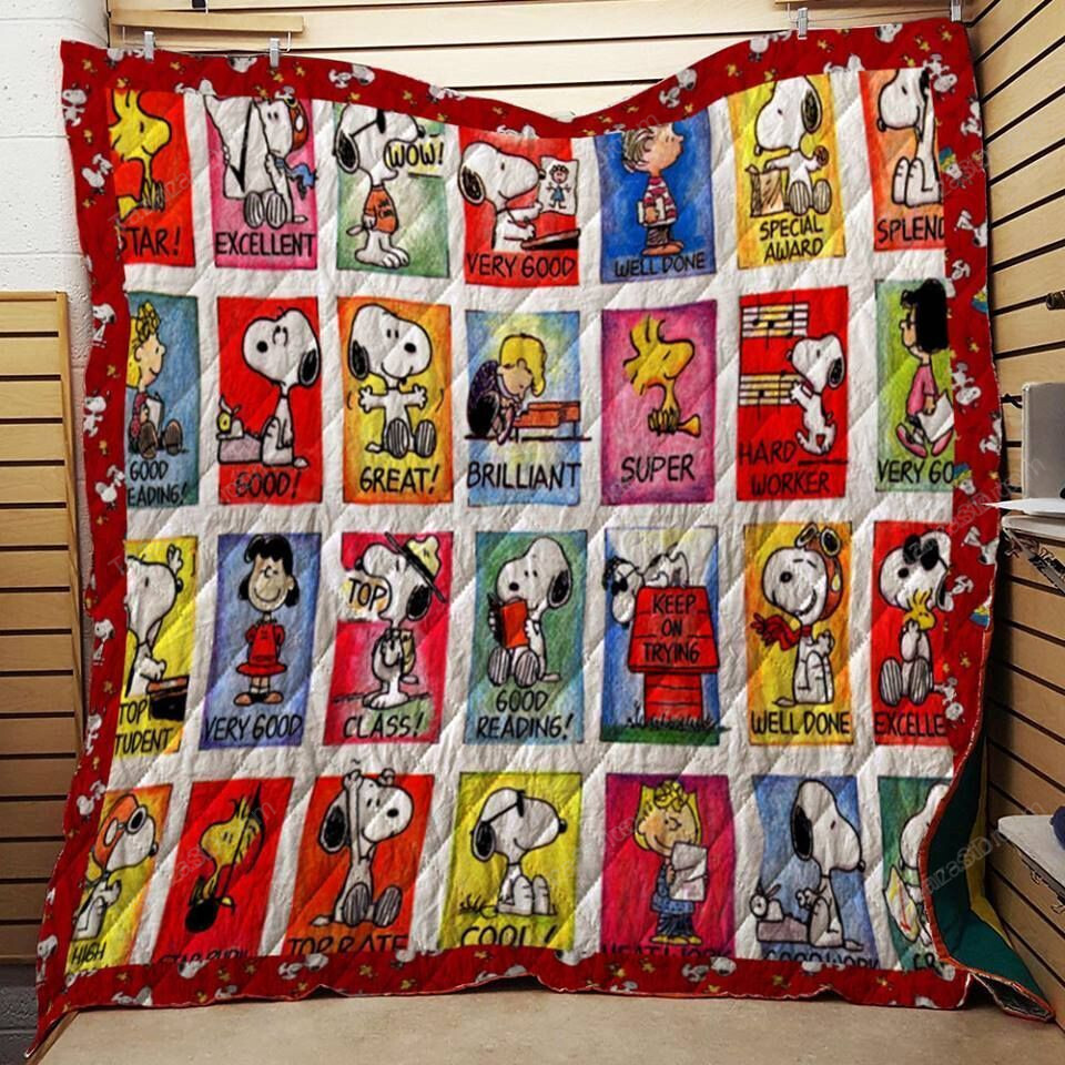 Colorful Snoopy Fabric Quilt EmprintsTOP