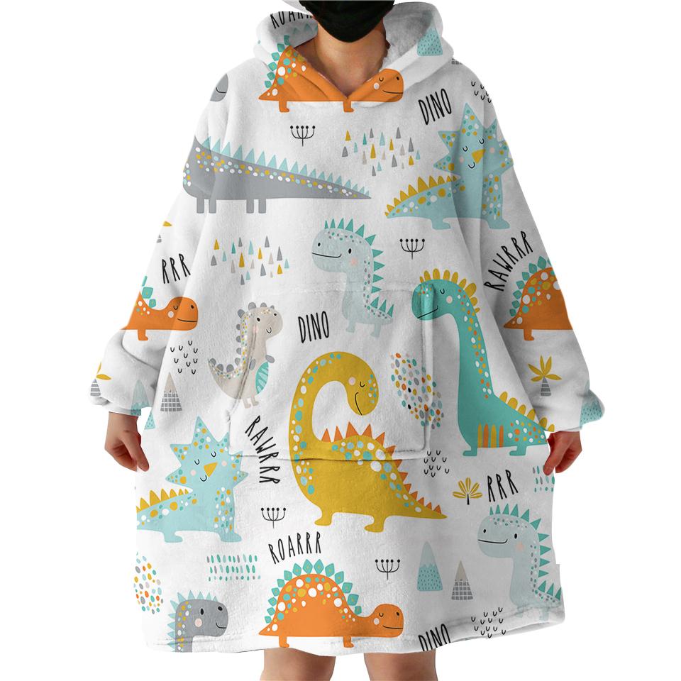 Cartooned Dino Swlf0872 Hoodie Wearable Blanket Wildzill Store