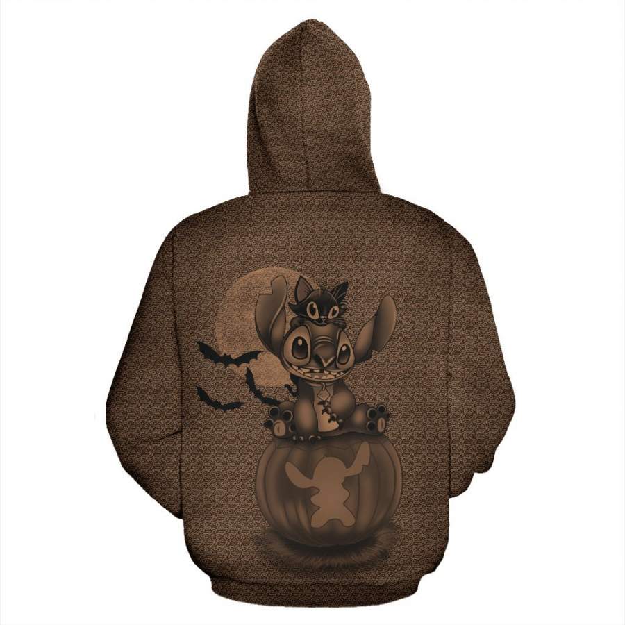 Stitch and Cat Halloween ZipUp Hoodie Walmugs