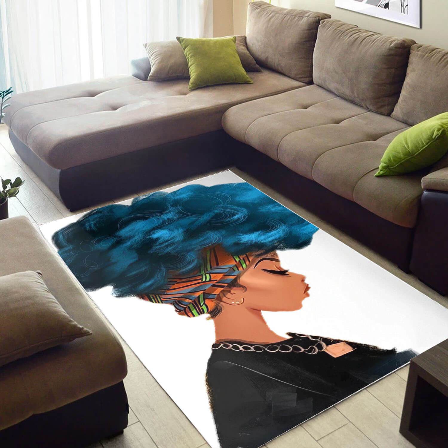 African Rugs Beautiful Black Woman With Afro African Inspired Area Rug