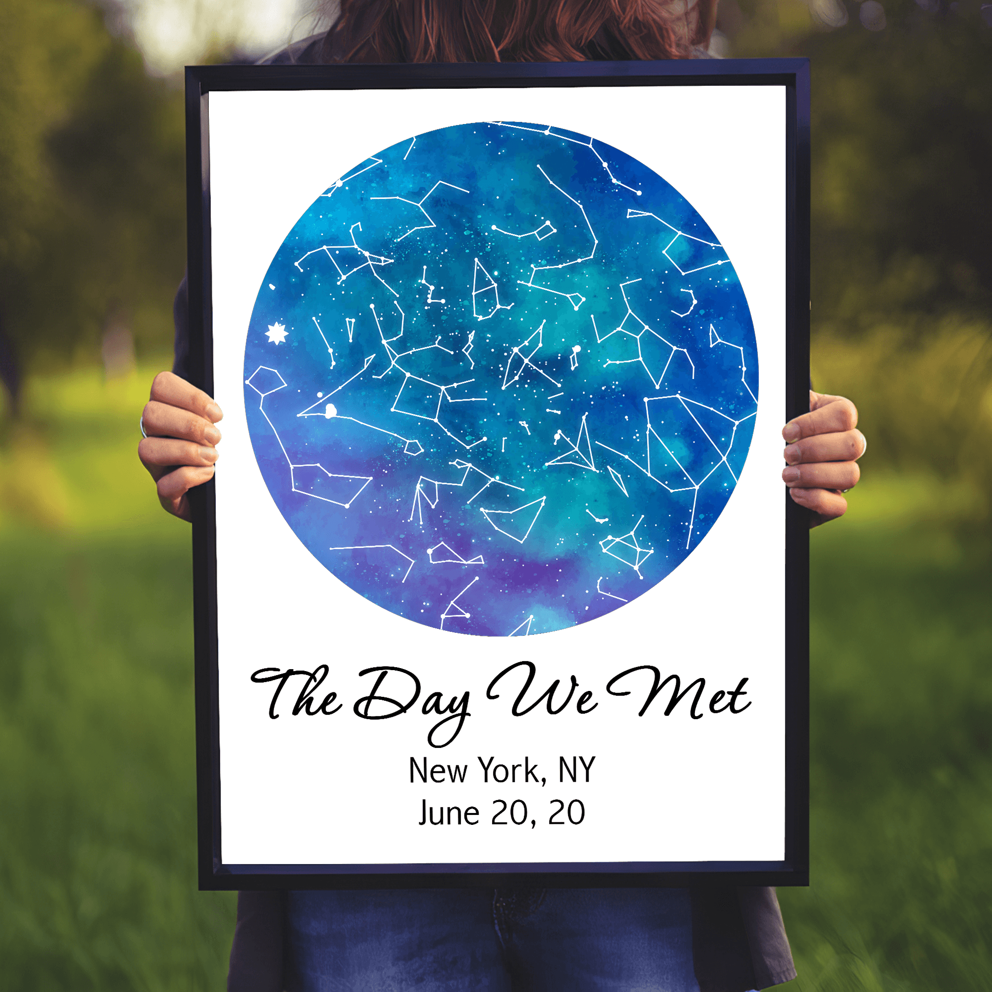 Custom Star Map Art Print Couple Framed Poster By Date, Location The