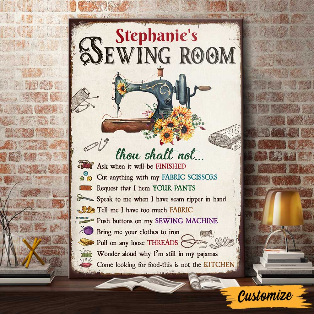 Personalized Indoor Decor Sewing Room Rules Poster Poster Art Design