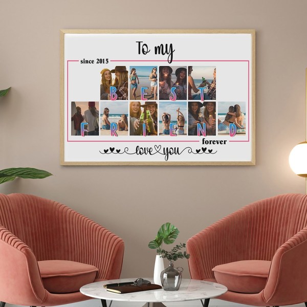 Personalized Gift For Best Friend Collage Poster Photo Bff Gift Poster Poster Art Design