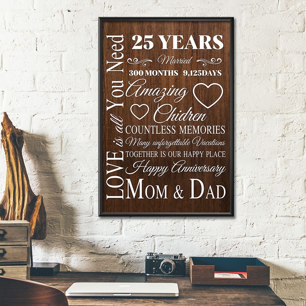 25Th Wedding Anniversary Gifts Poster For Parent, Couple, Mom & Dad Poster Art Design