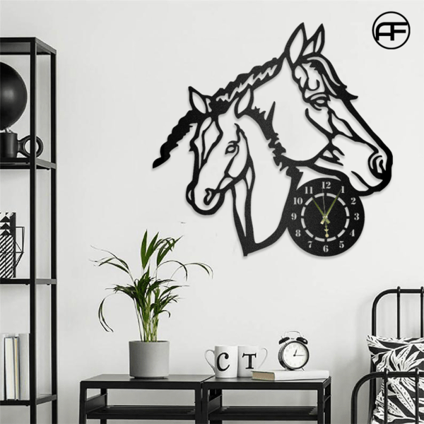 Horse Head Clock Personalized Horse Metal Sign, Horseshoe Art, Western