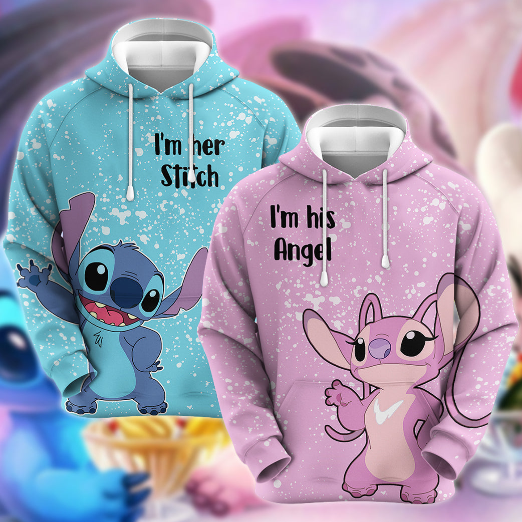Couples Stitch And Angel Couple Hoodie, Lilo & Stitch Couple Hoodie
