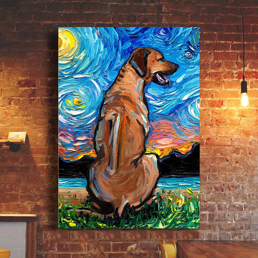 Rhodesian Ridgeback Starry Night Poster Van Gogh Poster Gift For New
