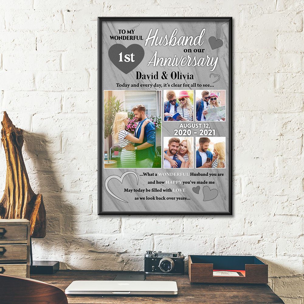 Personalized Photo, Names & Date 1St Wedding Anniversary Gifts Poster