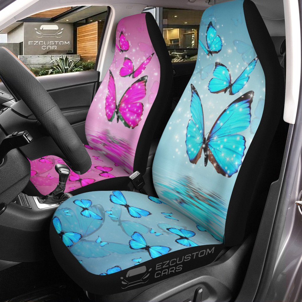Pink Blue Butterfly Car Seat Covers Custom Butterfly Car Accessories
