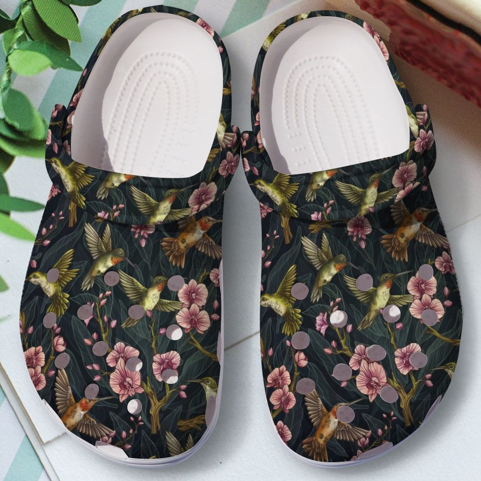 Spring Hummingbird Shoes Jungle Bird Crocs Clogs For Grandma Mother