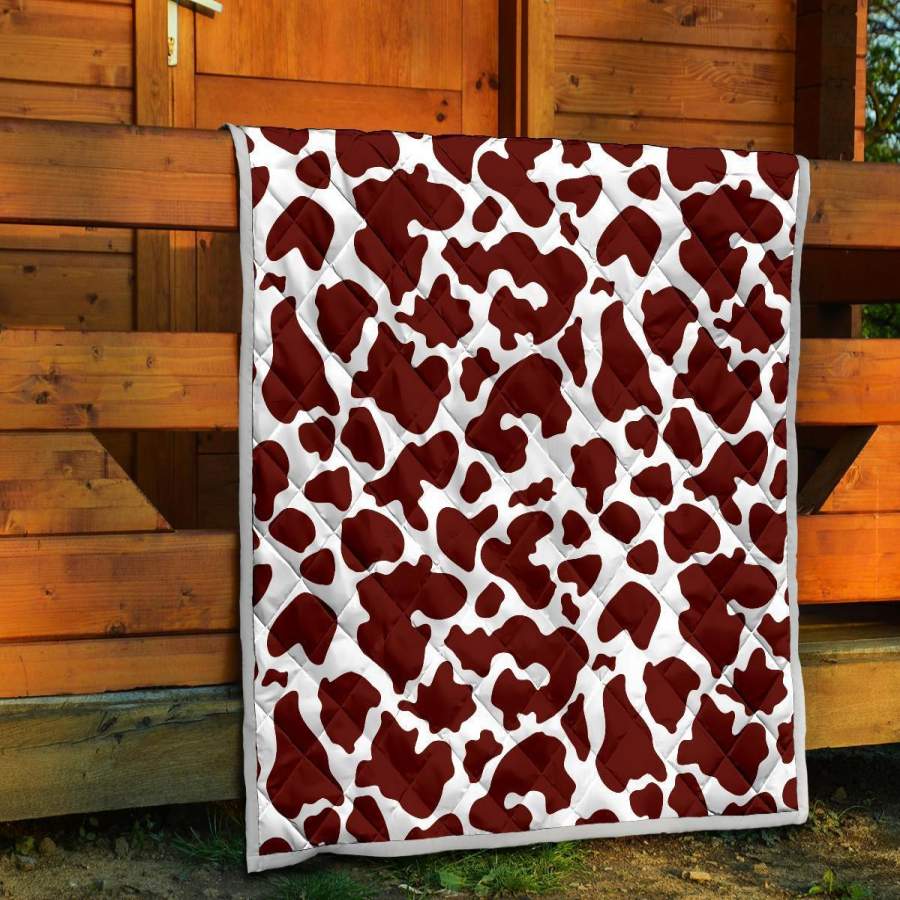 Chocolate Brown And White Cow Print Quilt