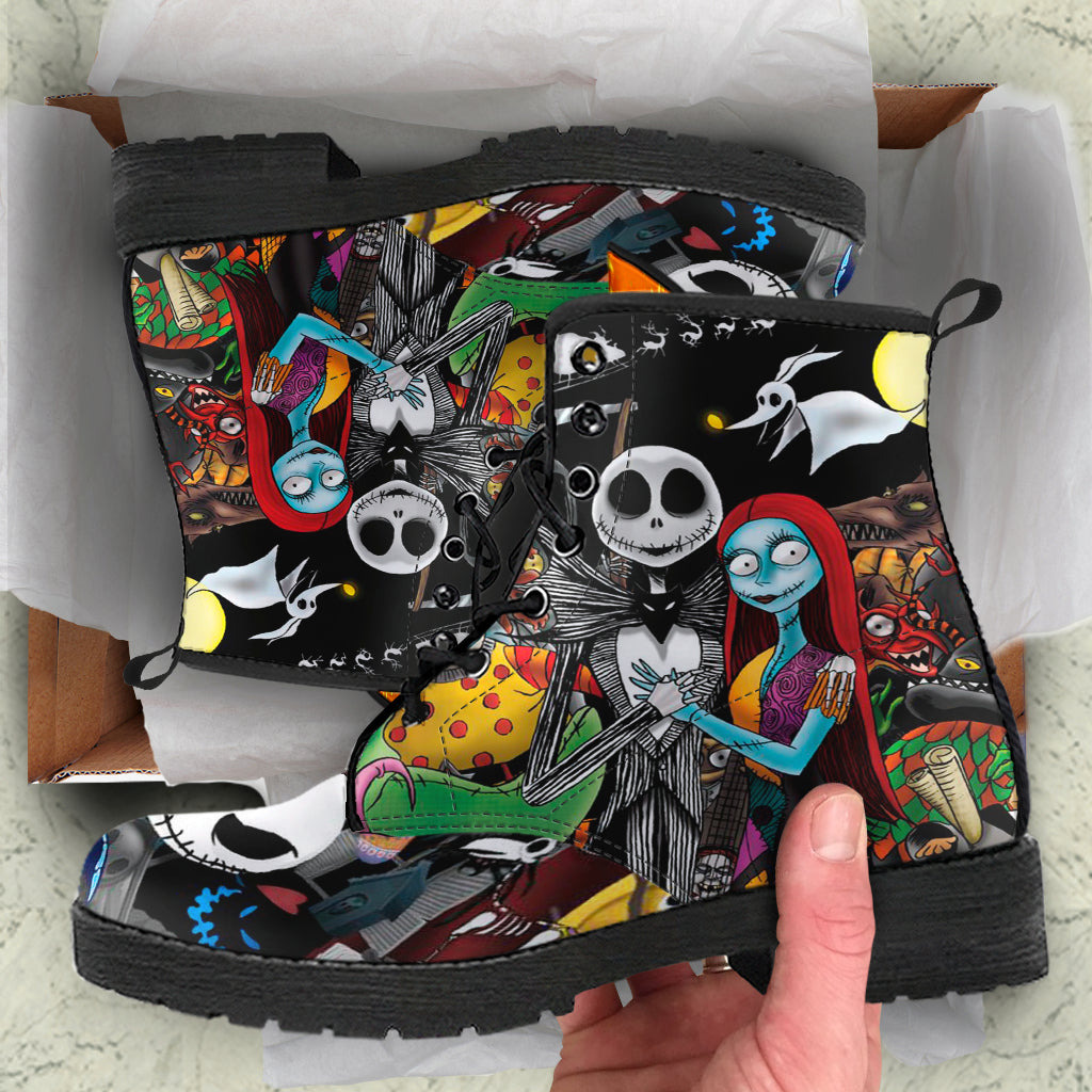 Nightmare Before Christmas Shoes Leather Boots Gift Jack And Sally