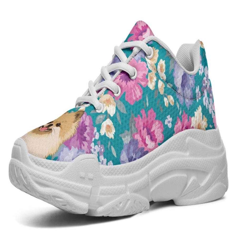 Pomeranian Dog Portrait Chunky Sneakers WoodworkingCore