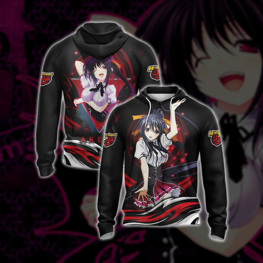 Highschool DxD Akeno Himejima Unisex Zip Up Hoodie Fashionspicex Shop