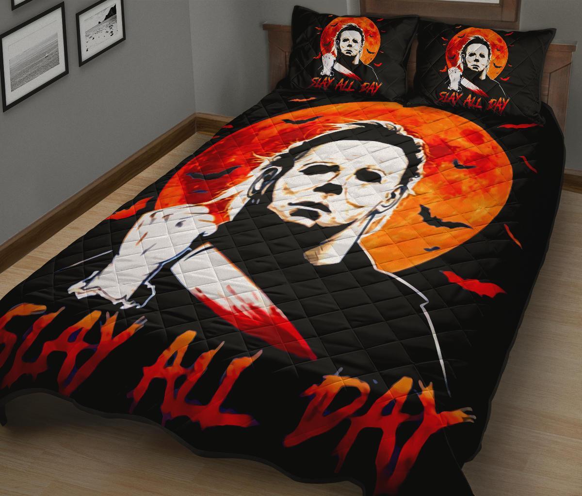 MiChael Myers Halloween Horror Movie Quilt Bed Set Pillow Case