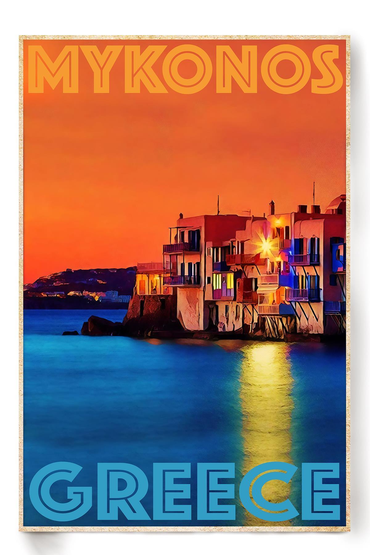 Mykonos Greece Poster Travel Wall Art Gift For Home Decor, Greek