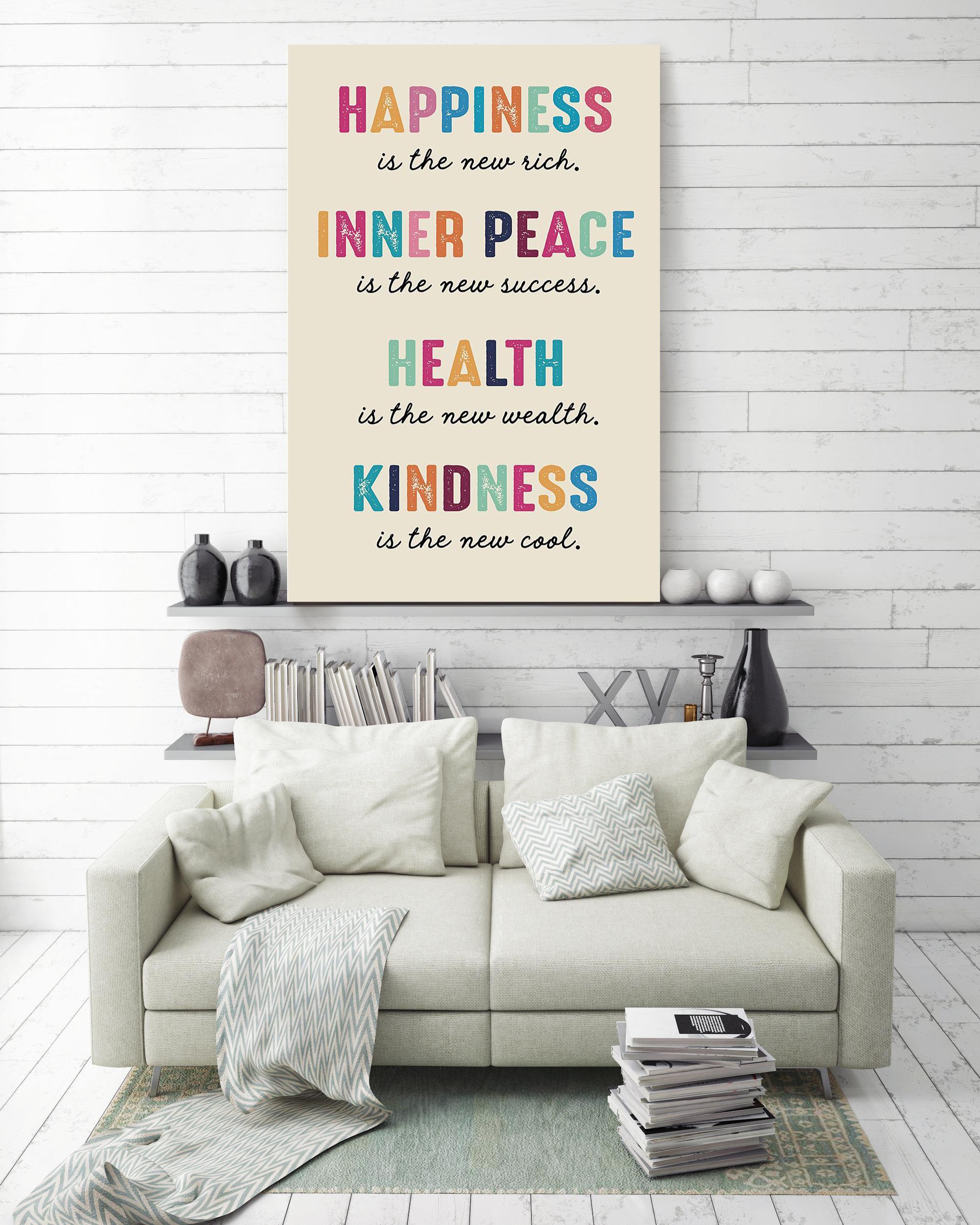 Happiness Inner Peace Health Kindness Positive Quote Wall Art For Home Decor Housewarming Poster