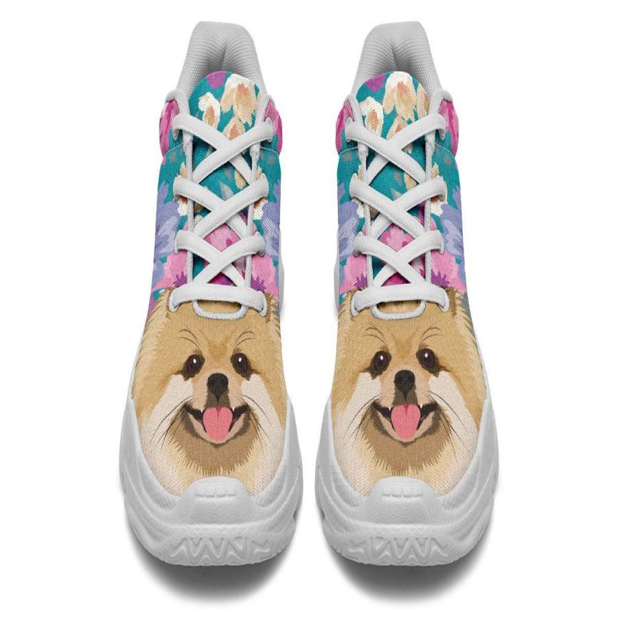 Pomeranian Dog Portrait Athletic Chunky Sneakers ReadingLLC