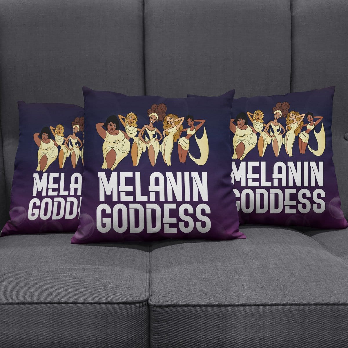 African American Throw Pillows Melanin Goddess Afro Girls Square Throw Pillow Afrocentric