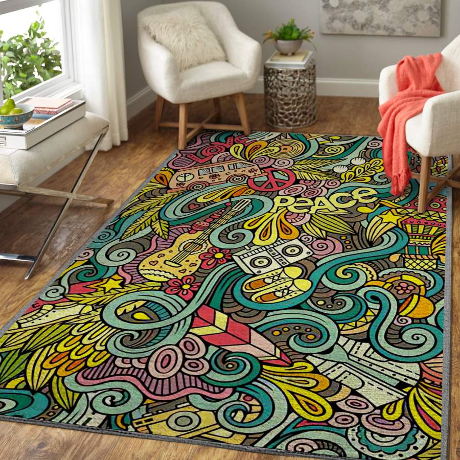 PEACE MESSY BUT PATTERN HIPPIE AREA RUG PoshmarkStore