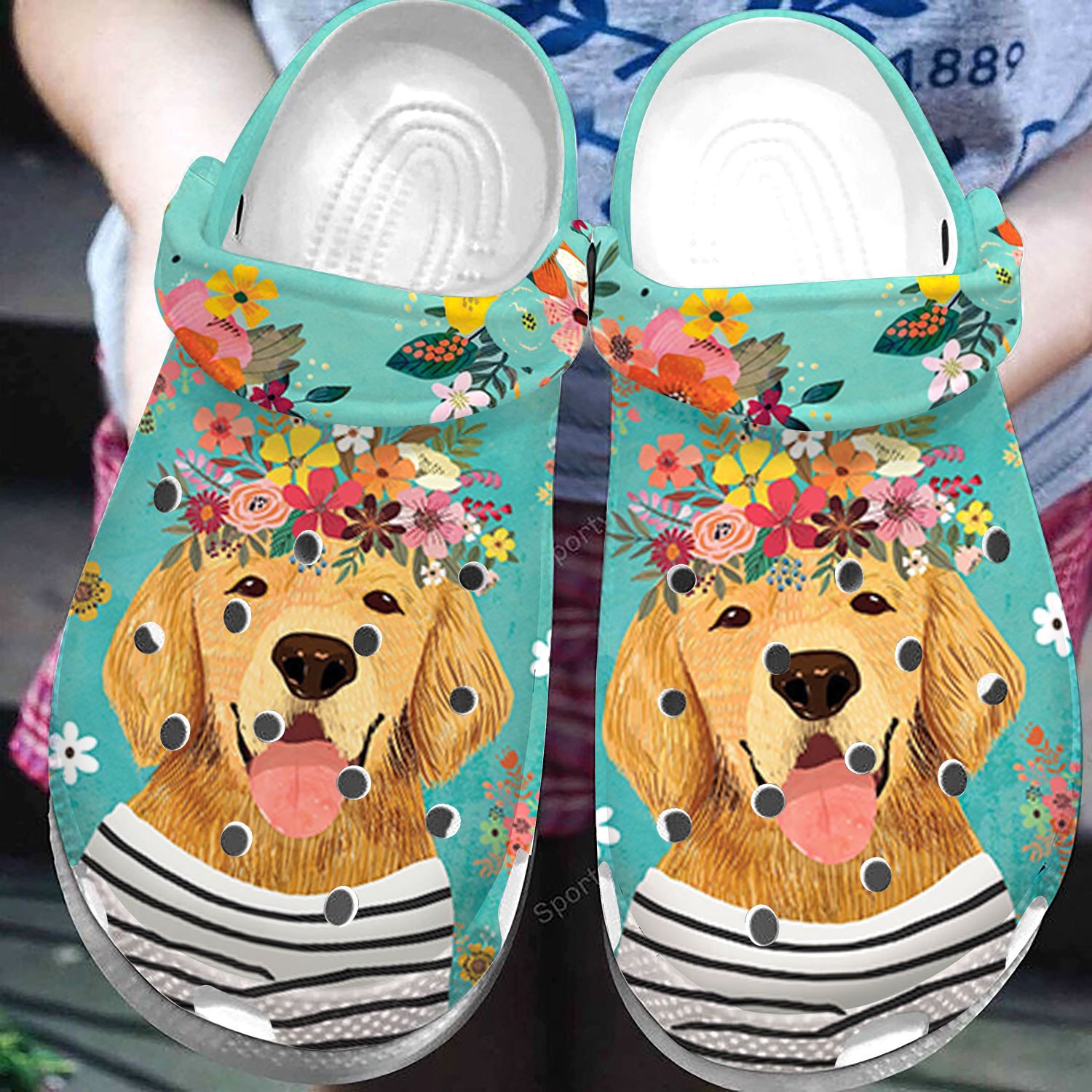 Cute Golden Retriever Dog Clogs Shoes 120422H Justbeperfect Shop