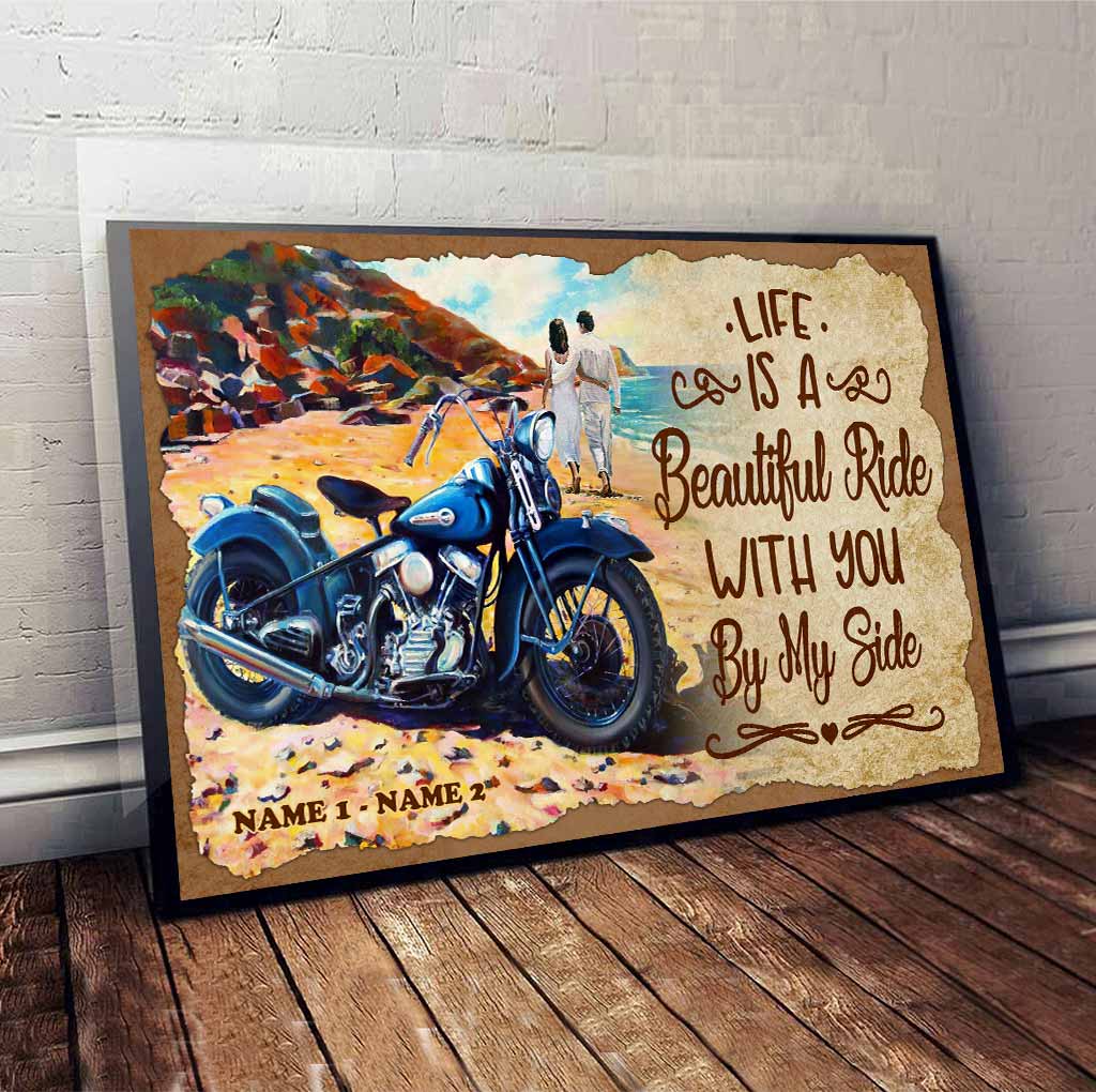 Life Is Beautiful Ride Motorcycle Couple Personalized Biker Poster