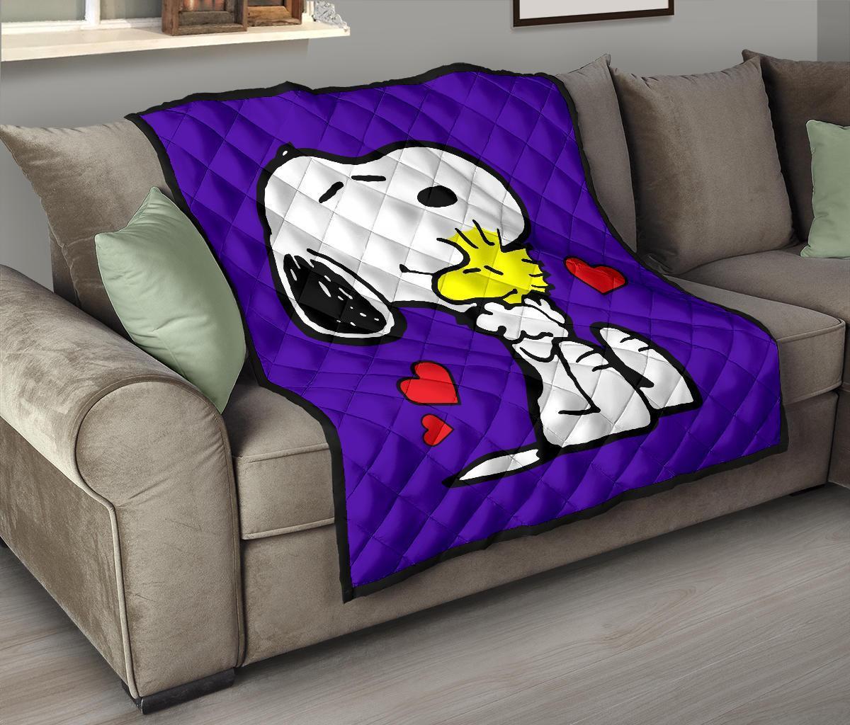 Purple Snoopy and Woodstock Quilt Blanket Emprints Store