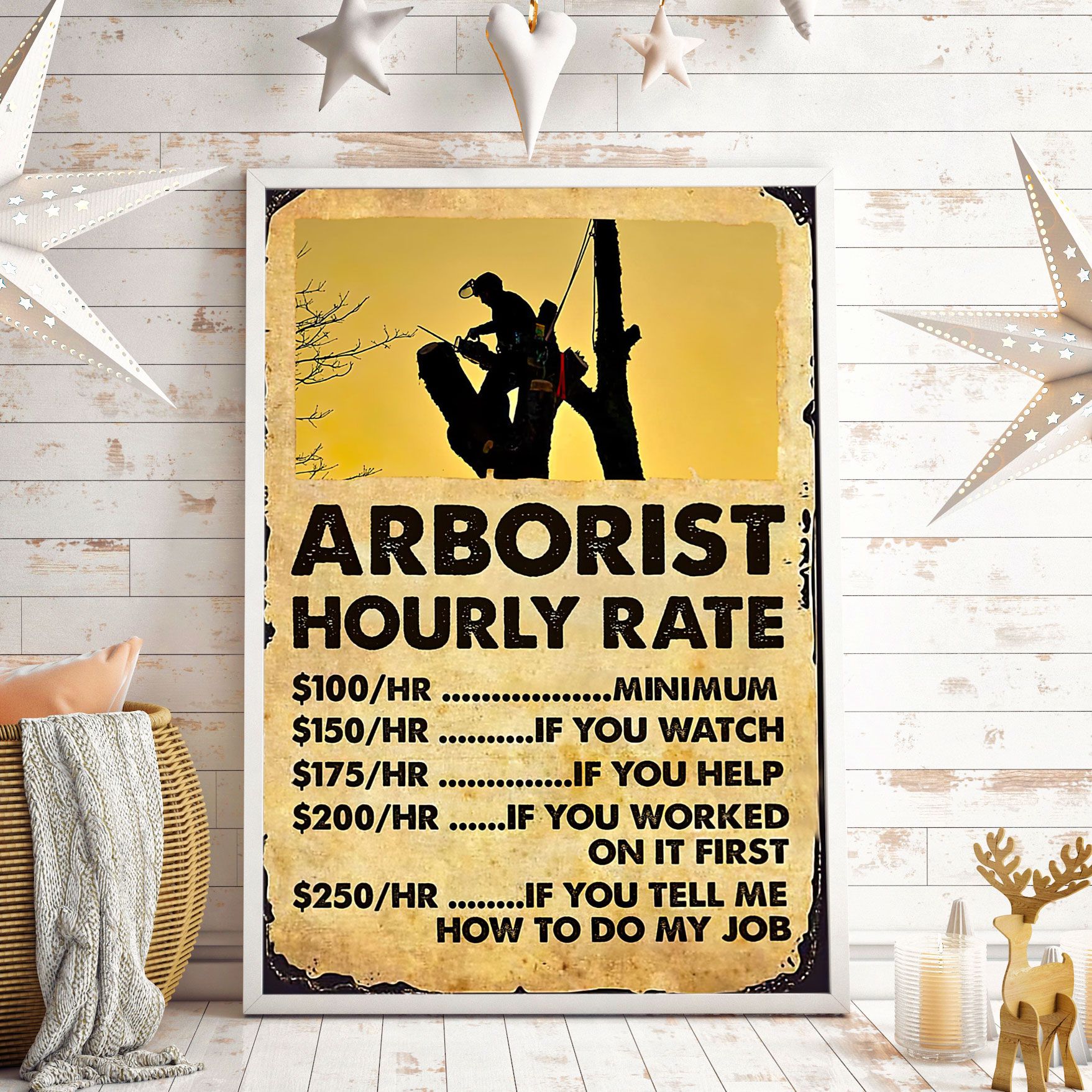 Arborist Hourly Rate Vertical Poster Poster Art Design