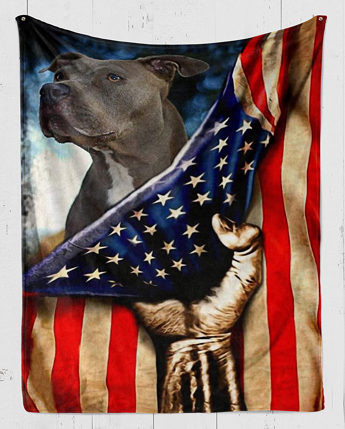 Flag American Blanket Pitbull Blanket Fleece Blanket Soft