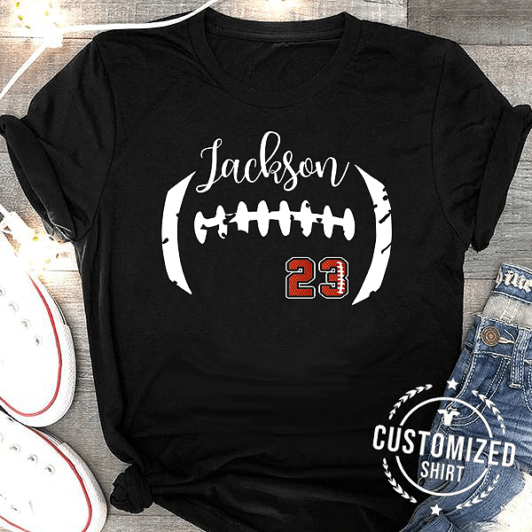 Custom Football Mom Tee Personalized TShirt Name & Number / N138Th