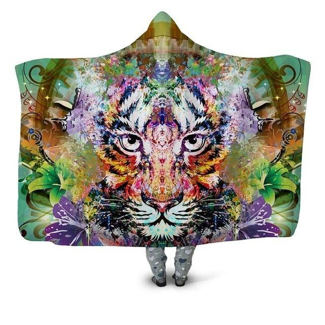 Tiger Animal Fleece Blanket Hoodie Corethermax