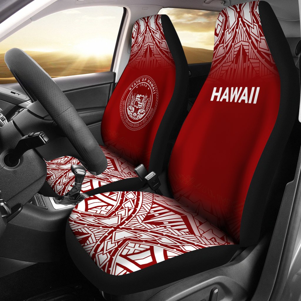 Hawaii Car Seat Covers Hawaii Seal Polynesian Tattoo Fog Red BN39
