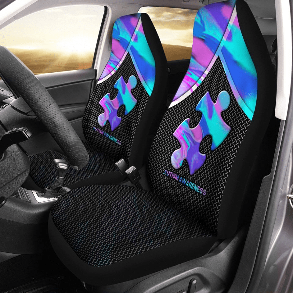 Purple Puzzle Car Seat Covers ReadingLLC