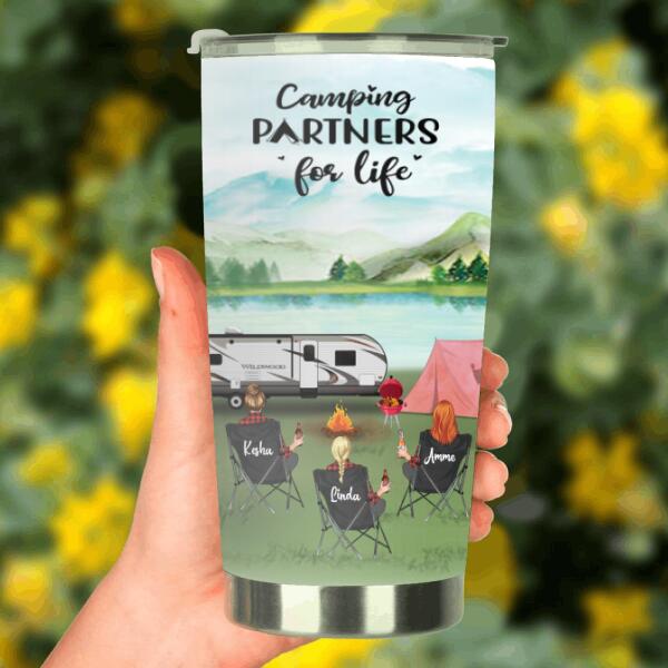 Personalized Camping Tumbler Best Gift For Best Friends, Camping Lovers 3 Besties Go Camping