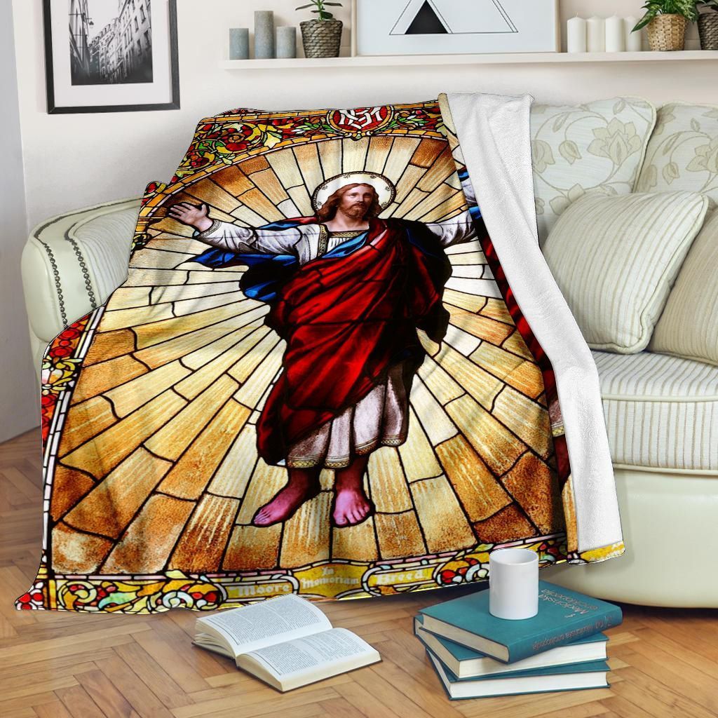 Jesus Personalized Custom Name Date Fleece Blanket Print 3D, Unisex, Kid, Adult